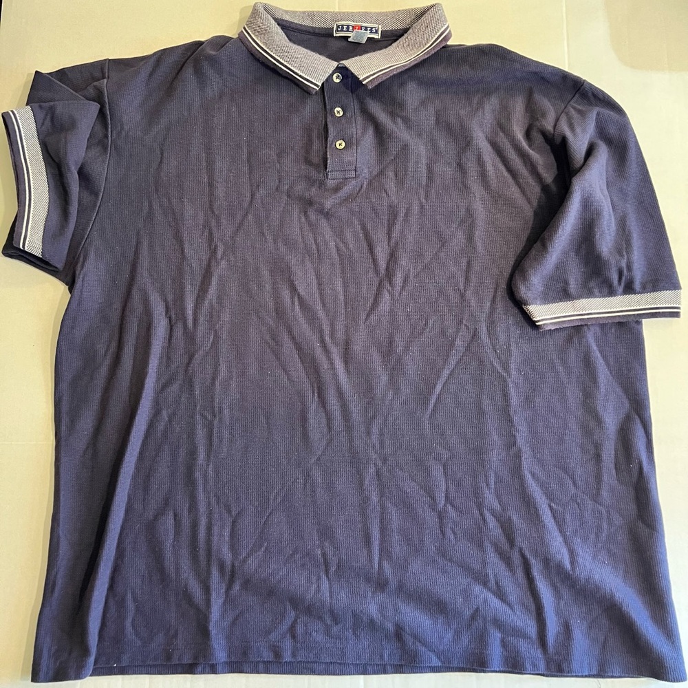 Jerzees Navy Polo Shirt with Gray Accents - Picture 2 of 4